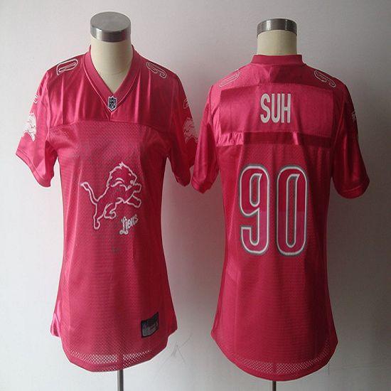 Lions #90 Ndamukong Suh Pink 2011 Women's Fem Fan Stitched NFL Jersey